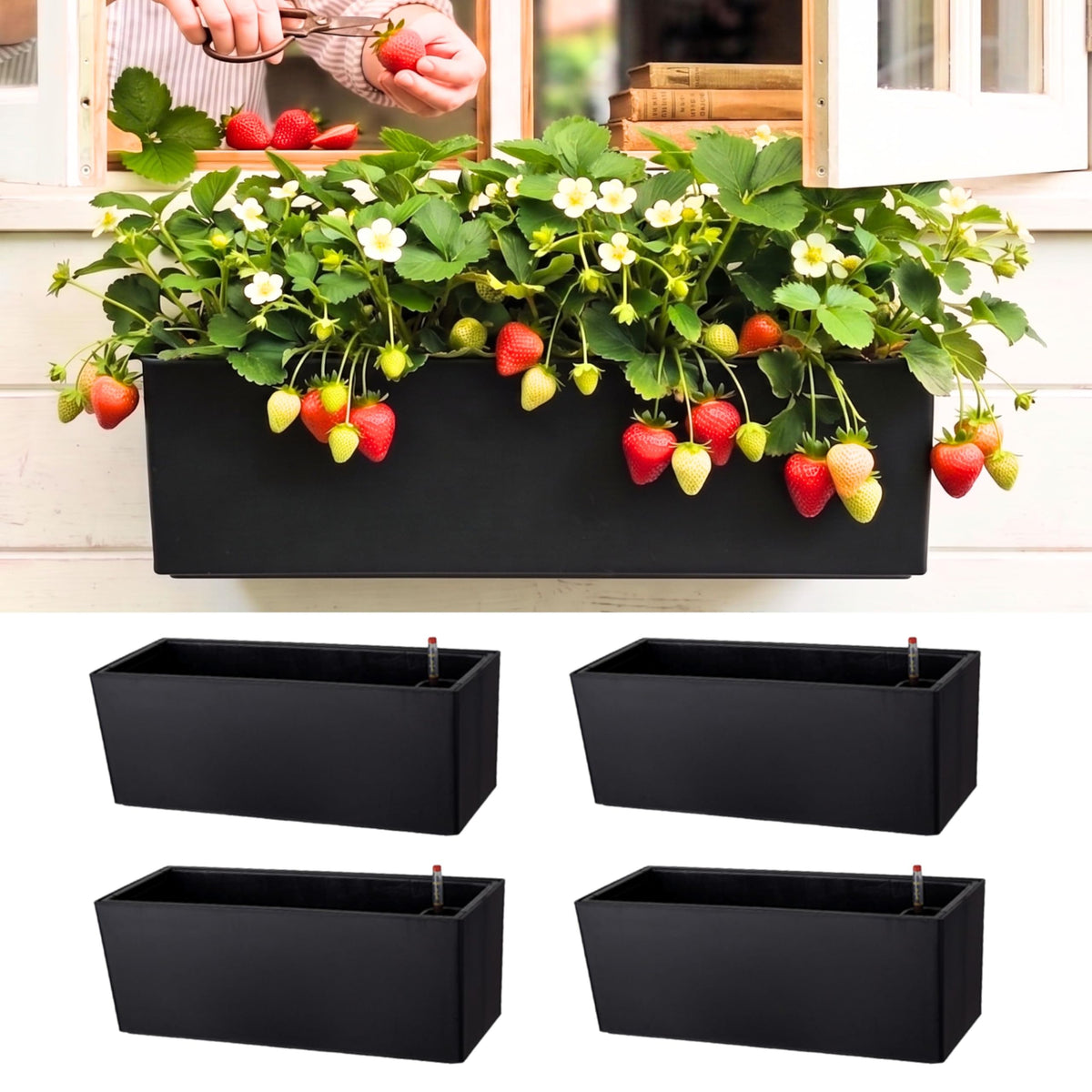 LaLaGreen Wall Hanging Planter Outdoor (20in, 4 Pack) Wall Mounted Boxes