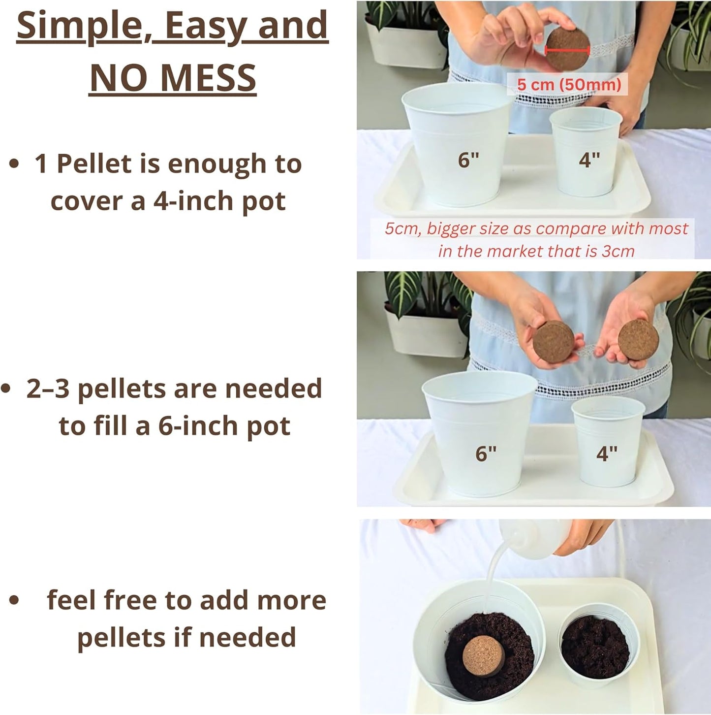 LaLaGreen Indoor Potting Soil (50mm, 50 Pack) Peat Pellets Organic Seed Starter Mix Nutrient Pods Plugs, Compressed Coco Coir for Planting Herbs Plants Flowers and Vegetables Seedlings Outdoor Garden