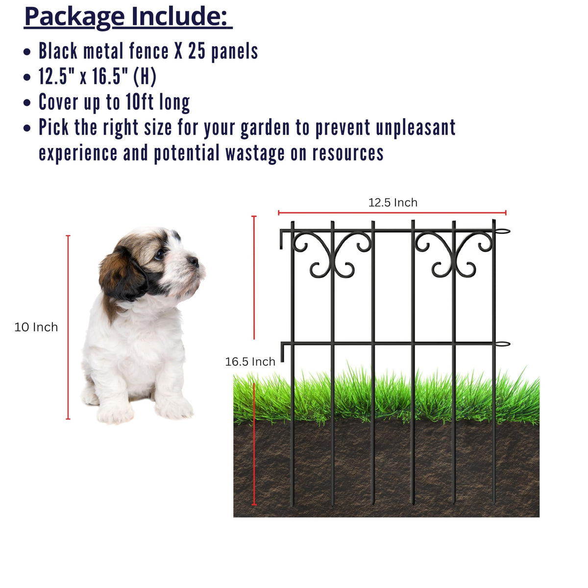 LaLaGreen Butterfly-Pattern Decorative Metal Garden Fence and Animal Barrier Panels — 12.5 x 16.5 in