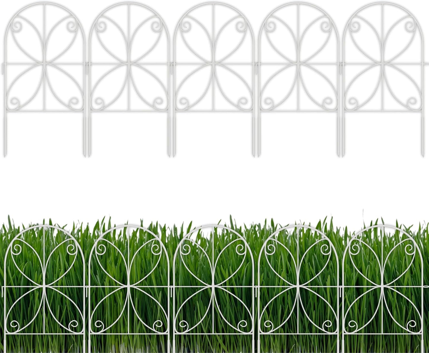 ShopLaLa Animal Barrier Fence (20 Panels) 12in(L) x 24in(H) Rustproof White Metal Wire Fencing Flower Edging for Landscape Patio Yard Outdoor No Dig Decorative Garden Boarder Fences for Yard D-B24