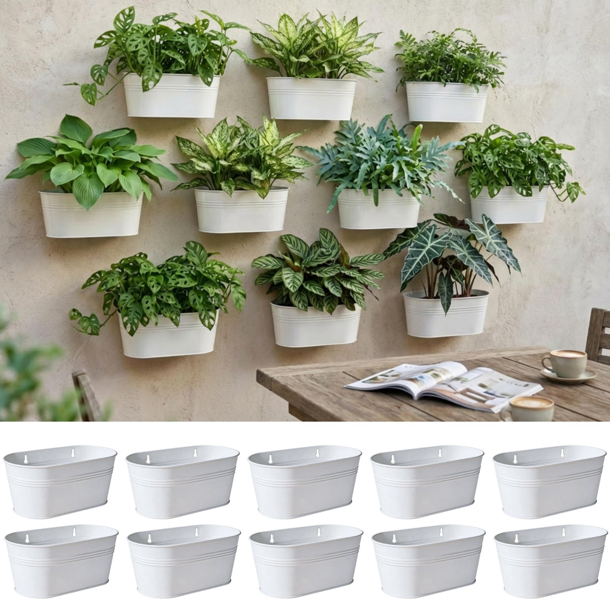 LaLaGreen Oval Metal Wall Planters