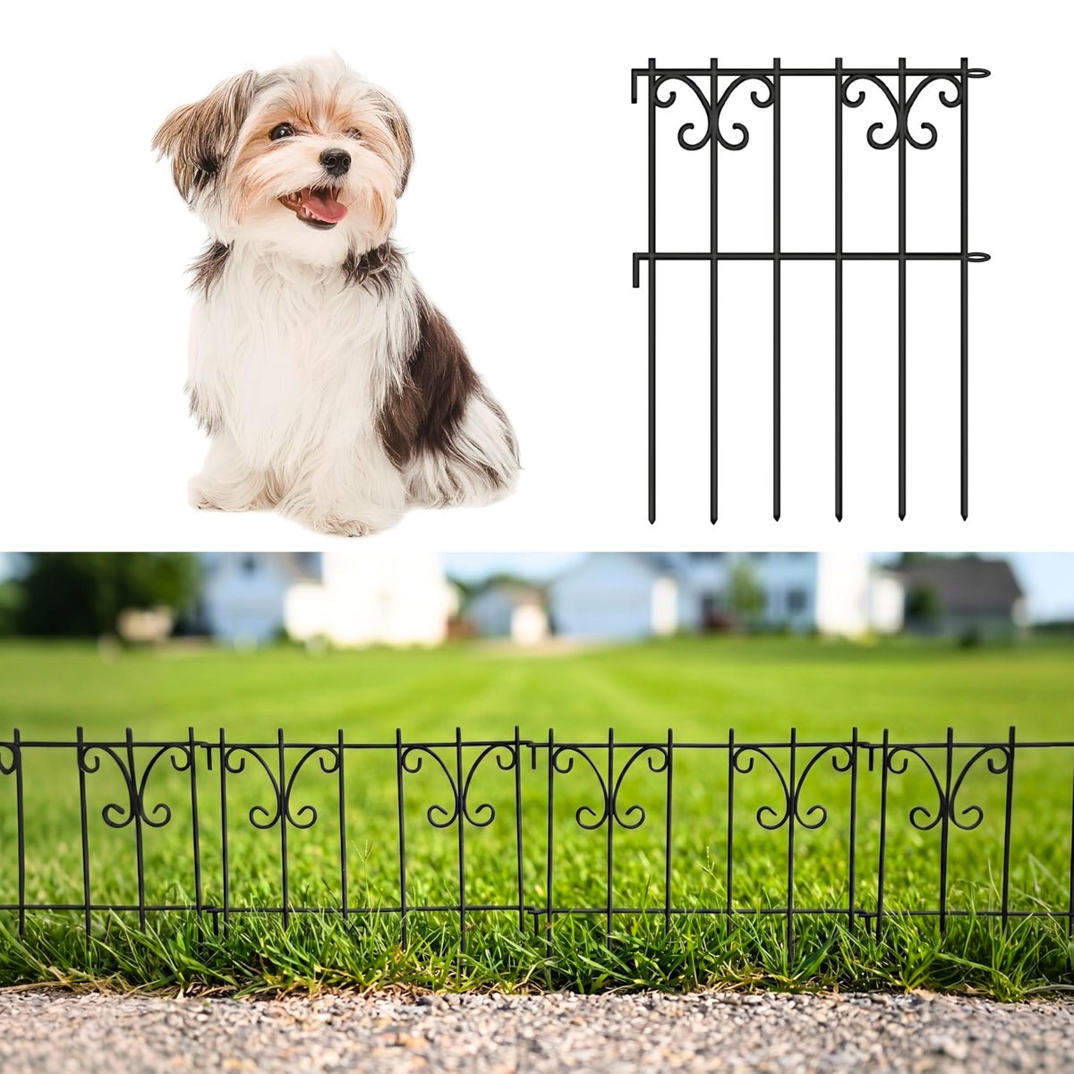LaLaGreen Butterfly-Pattern Decorative Metal Garden Fence and Animal Barrier Panels — 12.5 x 16.5 in