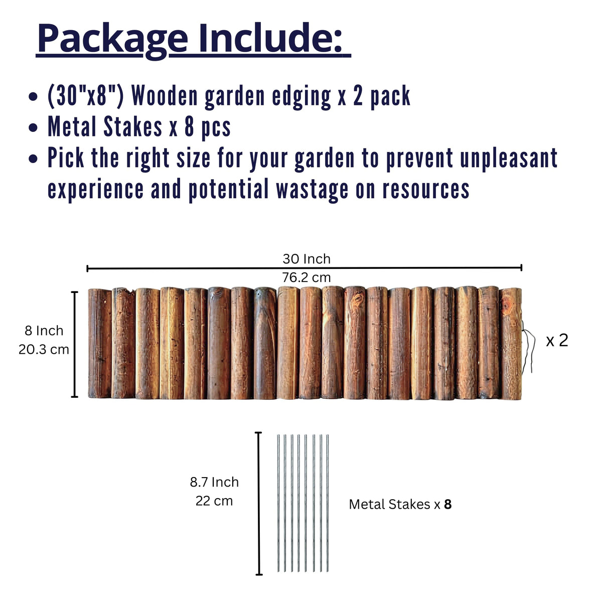 LaLaGreen Flexible Wooden Garden Edging with Metal Stakes