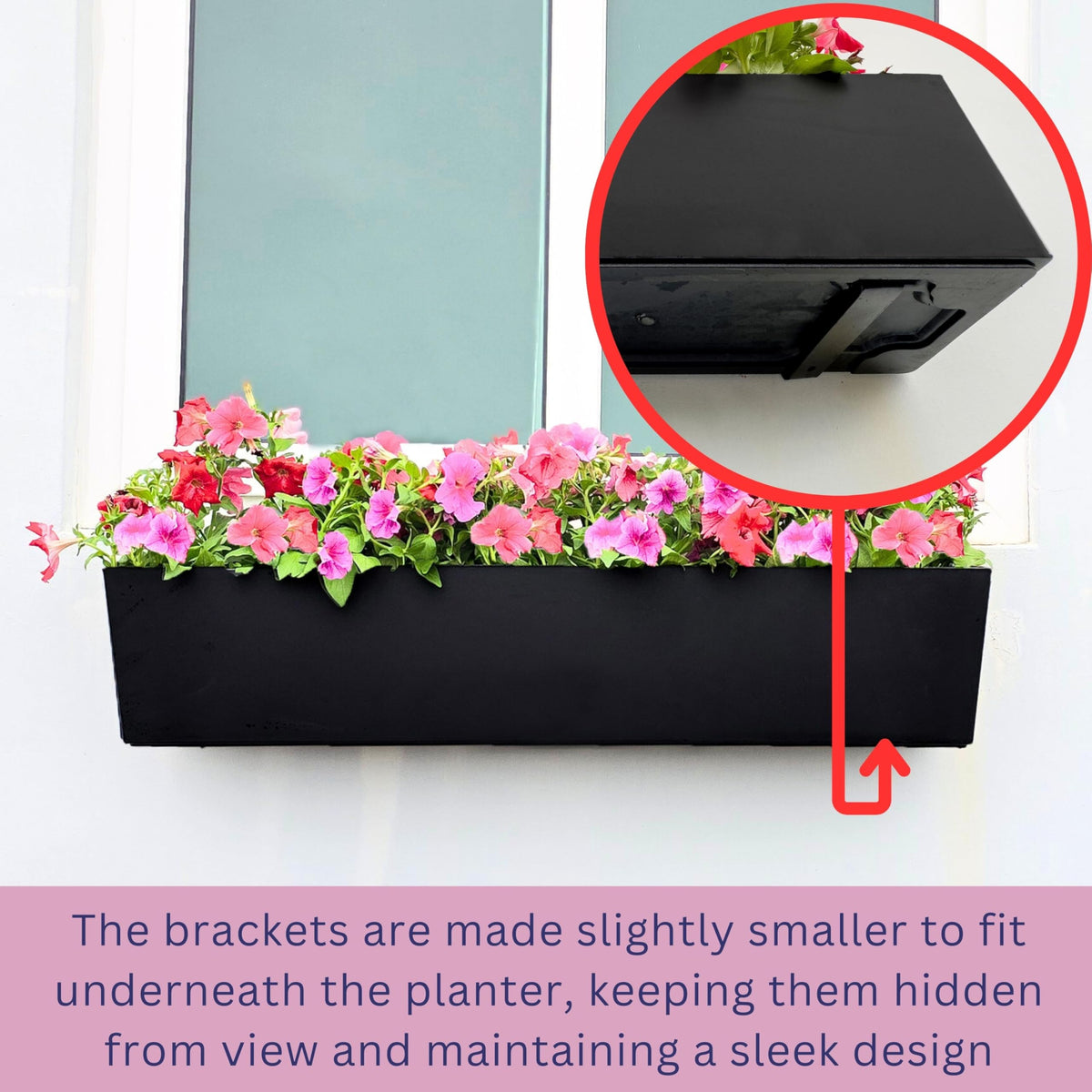 LaLaGreen Hanging Planter Boxes Outdoor (40 Inch, 2 Pack) Black Window Flower Box with Bracket, Large Rectangular Self Watering System Vertical Plant Container Wall Mounted Indoor Succulent Herb Decor