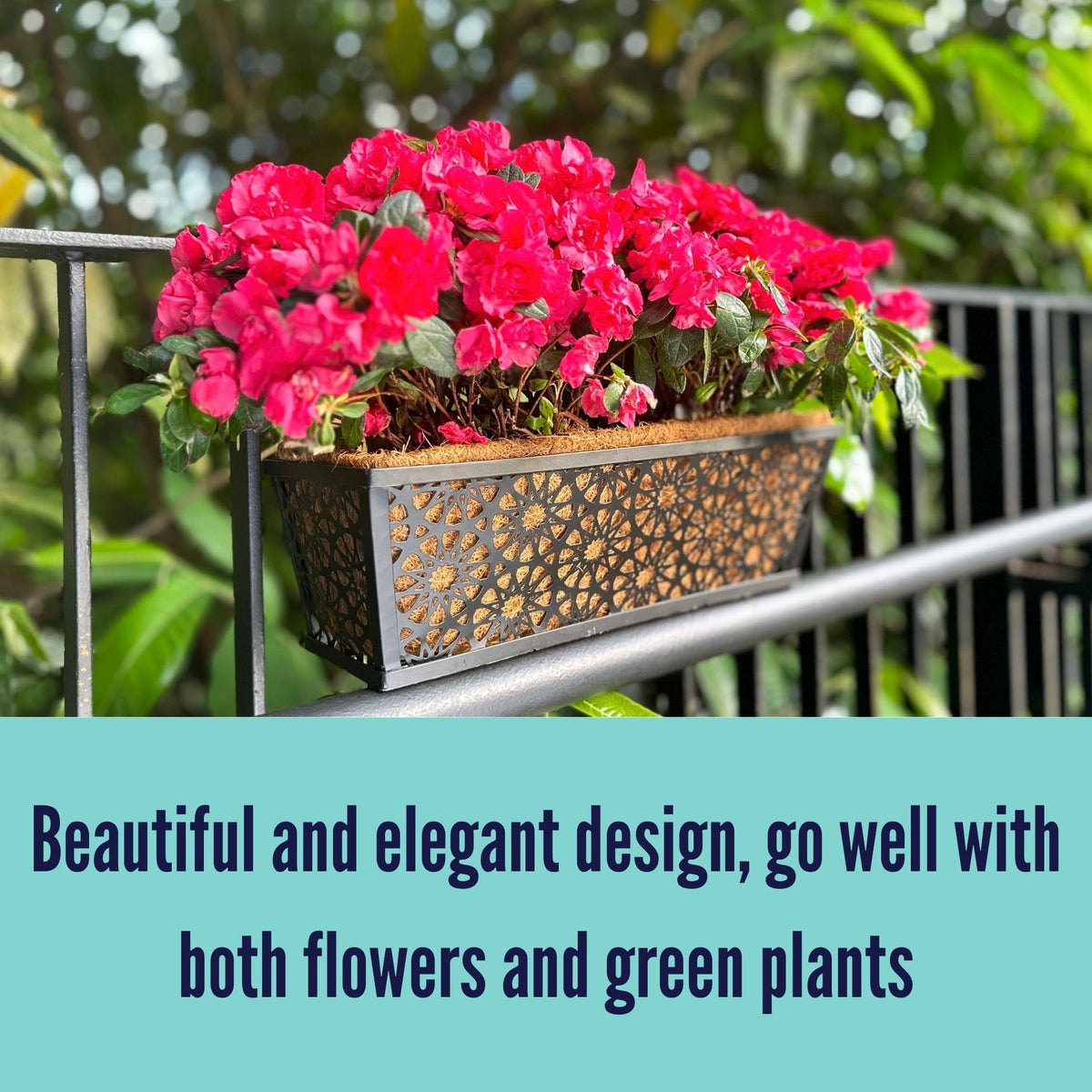 LaLaGreen Black Wall Planter (12 in, 2 Pack) Long Metal Window Flower Box