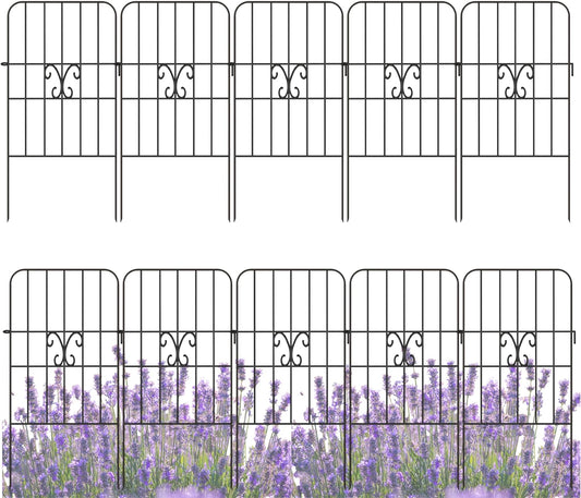 ShopLaLa Garden Fence Animal Barrier (20 Panels) 12in(L) x 24in(H) Rustproof Decorative Border Metal Wire Fencing Butterfly Edging for Landscape Patio Yard Outdoor Decor No Dig, Black Fences for Dogs