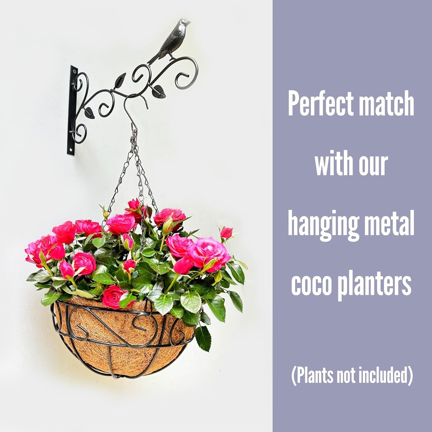 LaLaGreen Outdoor Hanging Brackets (12 Inch, 4 pack) Black Metal Wall Mounted Bracket for Bird Feeder Hanging Flower Baskets, Decorative Hanger Lanterns, Wind Chimes Modern Garden Home Decors Design A