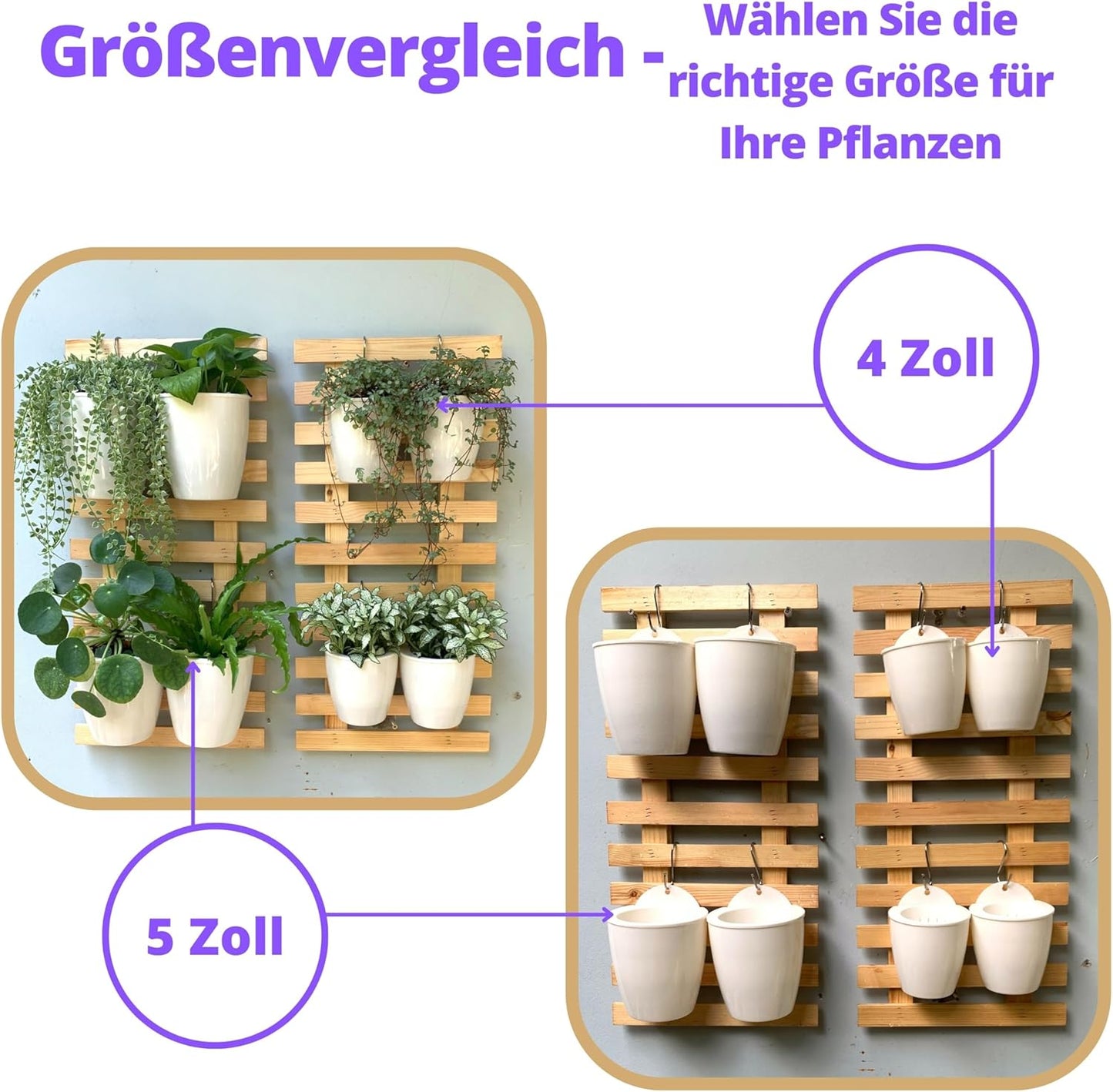 LaLaGreen Wall Planters for Indoor Plants - 10 Pack, 4 Inch Self Watering Plastic Planters and Pots, White Plant Holder, Modern Hydroponic Wall Pot Vertical System for Living Plant, Garden