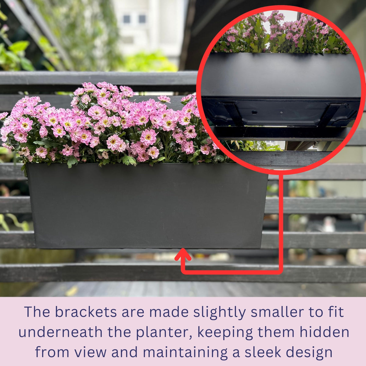 LaLaGreen Self-Watering Railing Planter Boxes with Brackets