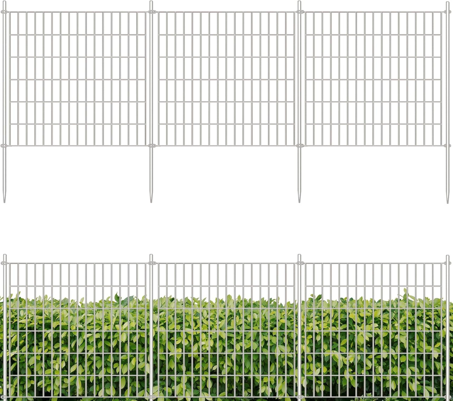 ShopLaLa Decorative Garden Fence (6 Panels) 28in(L) x 32in(H) Rustproof Black Metal No Dig Fences Small Dog Animal Barrier, Flower Edging for Landscape Large Tall Fencing Outdoor Garden Decor D-YA32