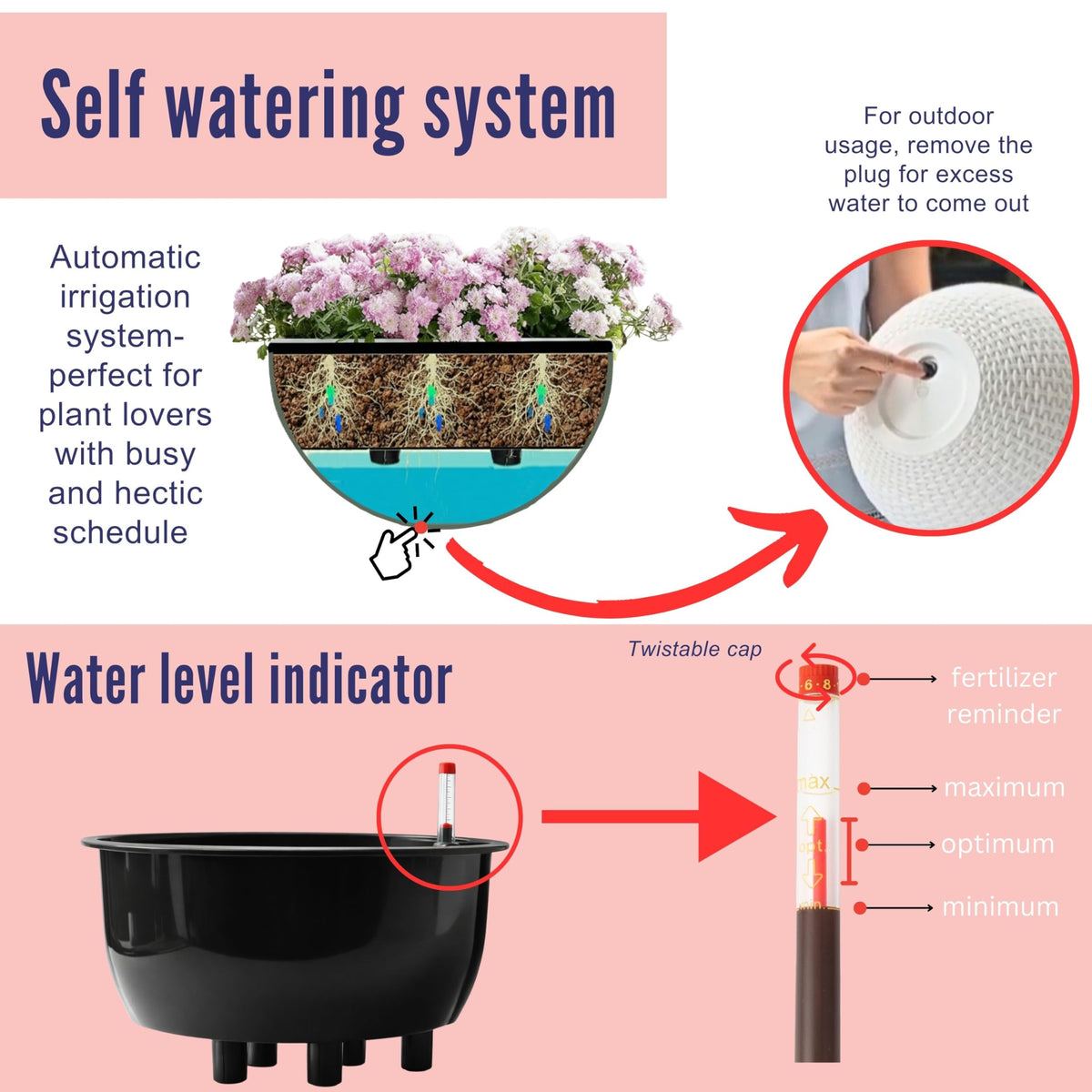 LaLaGreen Self-Watering Hanging Planters