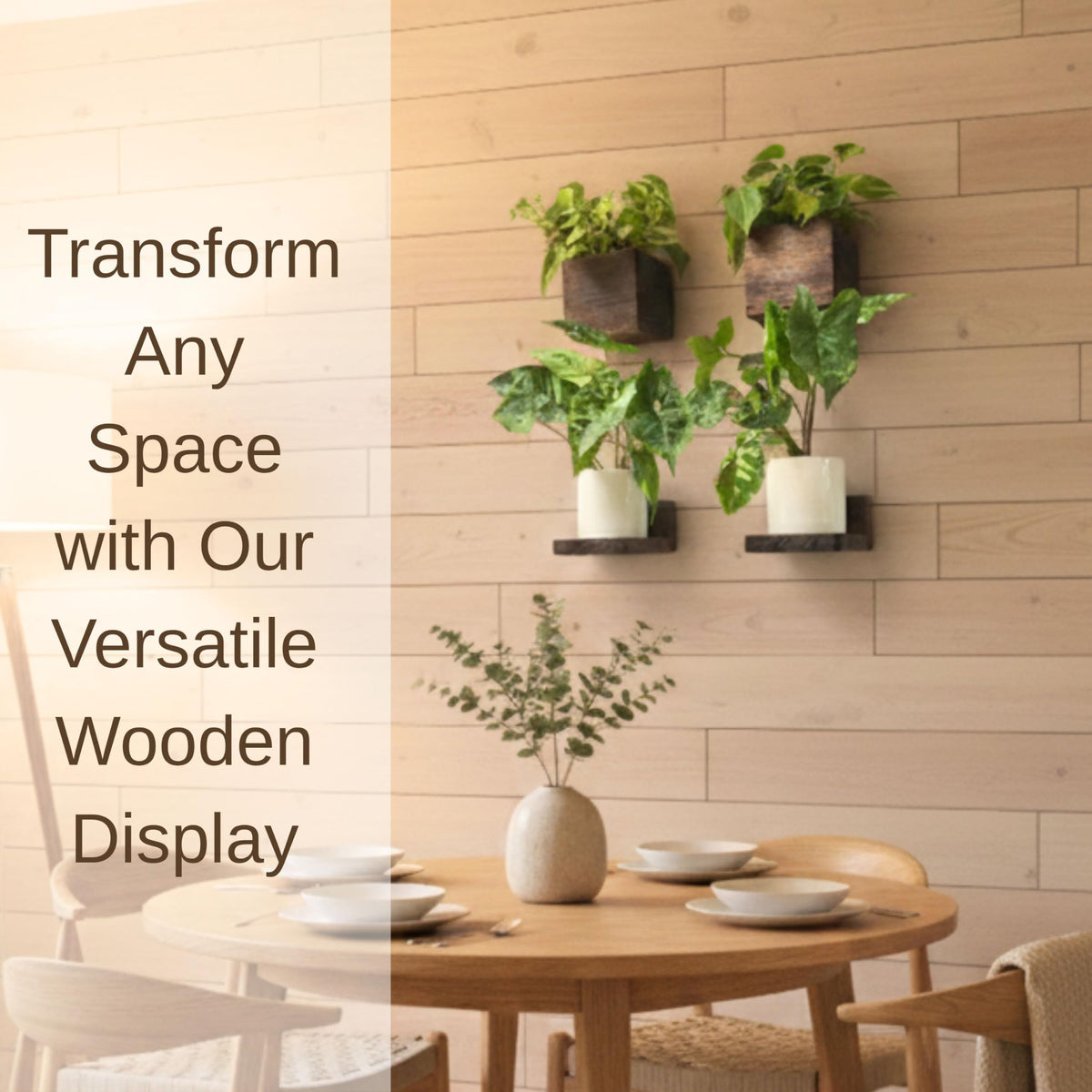 LaLaGreen Wooden Wall Planter Boxes and Floating Shelves Set