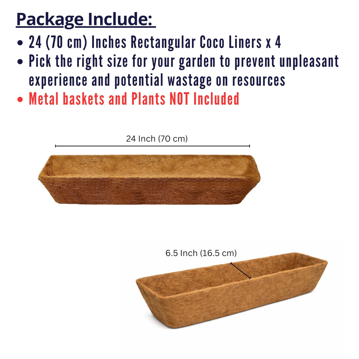 LaLaGreen Rectangular Coconut Coir Replacement Liners for Wall Planters