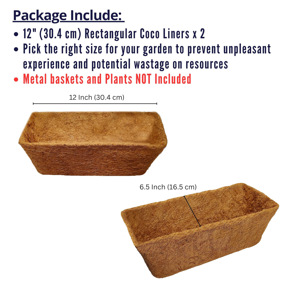 LaLaGreen Rectangular Coconut Coir Replacement Liners for Wall Planters