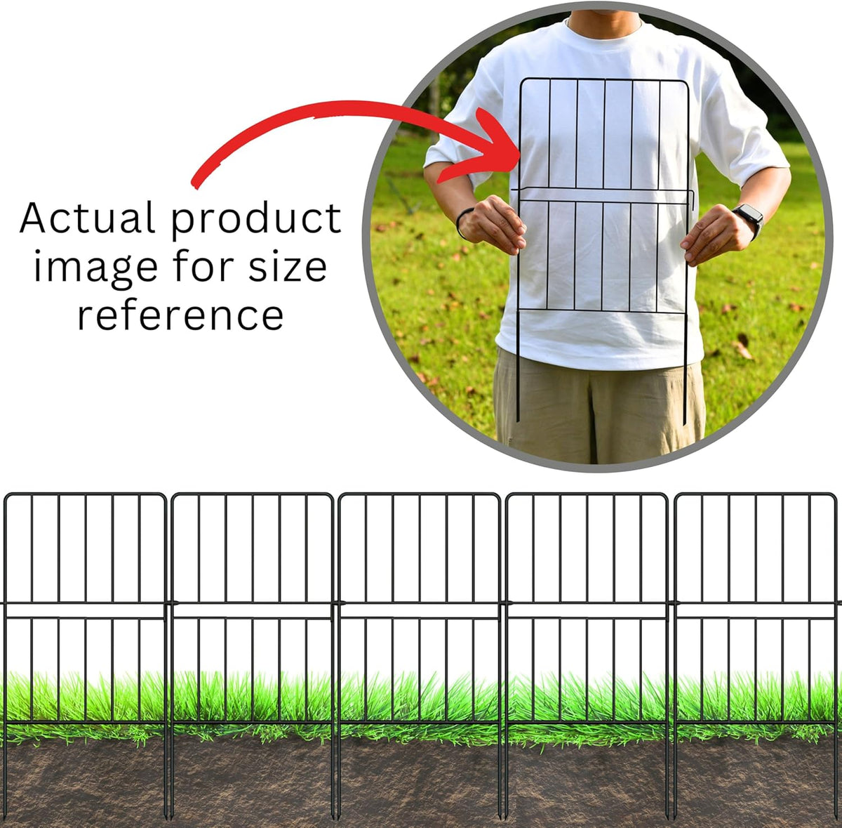 LaLaGreen Tall Decorative Metal Garden Fence Panels — 12 x 24 in