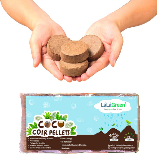 LaLaGreen Indoor Potting Soil (50mm, 20 Pack) Compressed Coco Coir Peat Pellets Organic Seed Starter Nutrient Pods Plugs for Planting Bonsai Herbs Plants Flowers and Vegetables Seedling Outdoor Garden