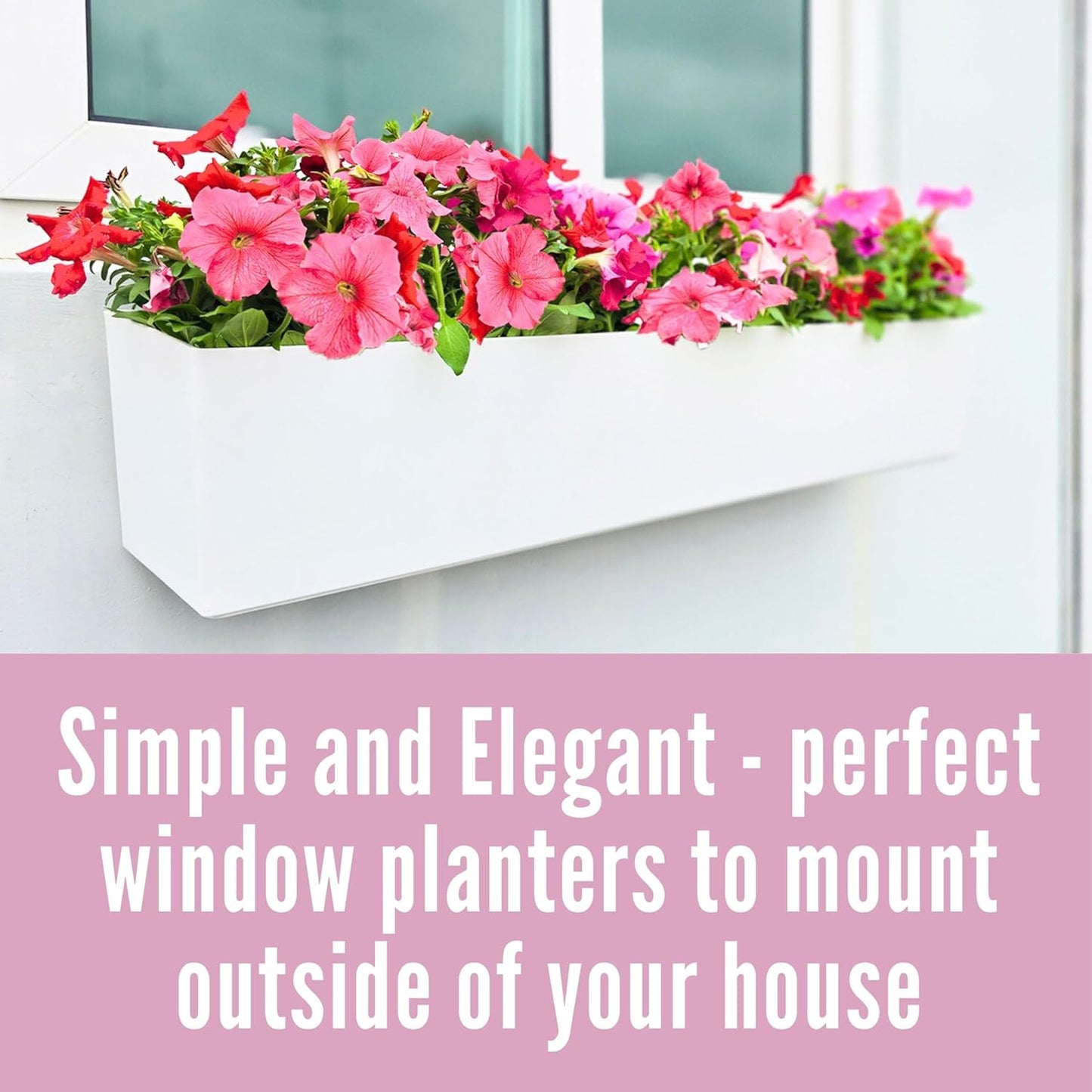 LaLaGreen Hanging Planter Boxes Outdoor (40 Inch, 2 Pack) Extra Large Window Flower Box with Bracket, White Rectangular Self Watering System Vertical Plant Container Wall Mount Indoor Succulents Herbs