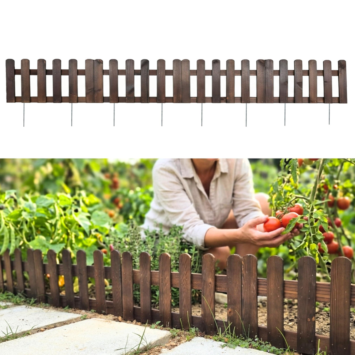 LaLaGreen Short Wooden Garden Edging Fence Panels