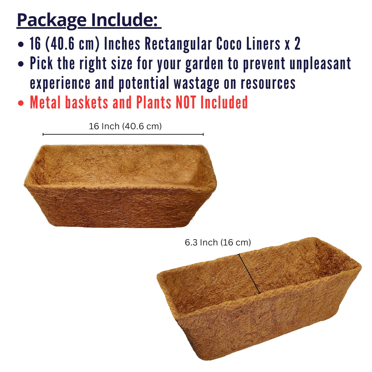 LaLaGreen Rectangular Coconut Coir Replacement Liners