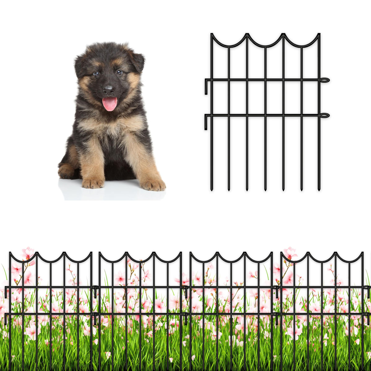 LaLaGreen Decorative Metal Garden Fence and Animal Barrier Panels—12 x 16.5 in