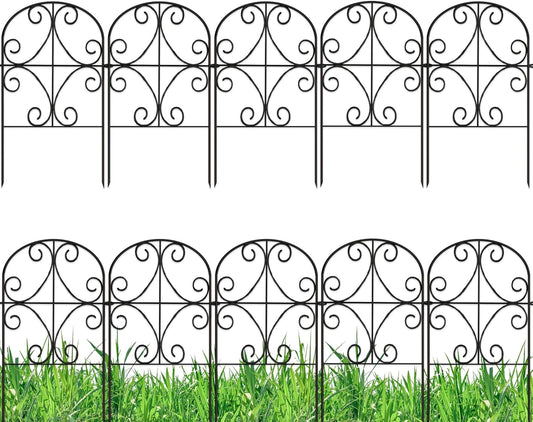 ShopLaLa Garden Fence Animal Barrier Decorative Border (20 Panels) 12in(L) x 24in(H) Rustproof Metal Wire Butterfly Arch Edging for Landscape, Patio Gates Yard Decor No Dig, Black Fences for Dogs