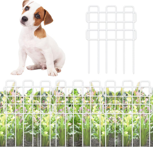 ShopLaLa Garden Fence Animal Barrier (Total 10 ft) 10 Panels, 16.5 Inch, Small and Short Decorative Outdoor Dog Fence, Metal Fencing Plant Protectors from Pet Rabbit Yard, No dig Wire Fences Border