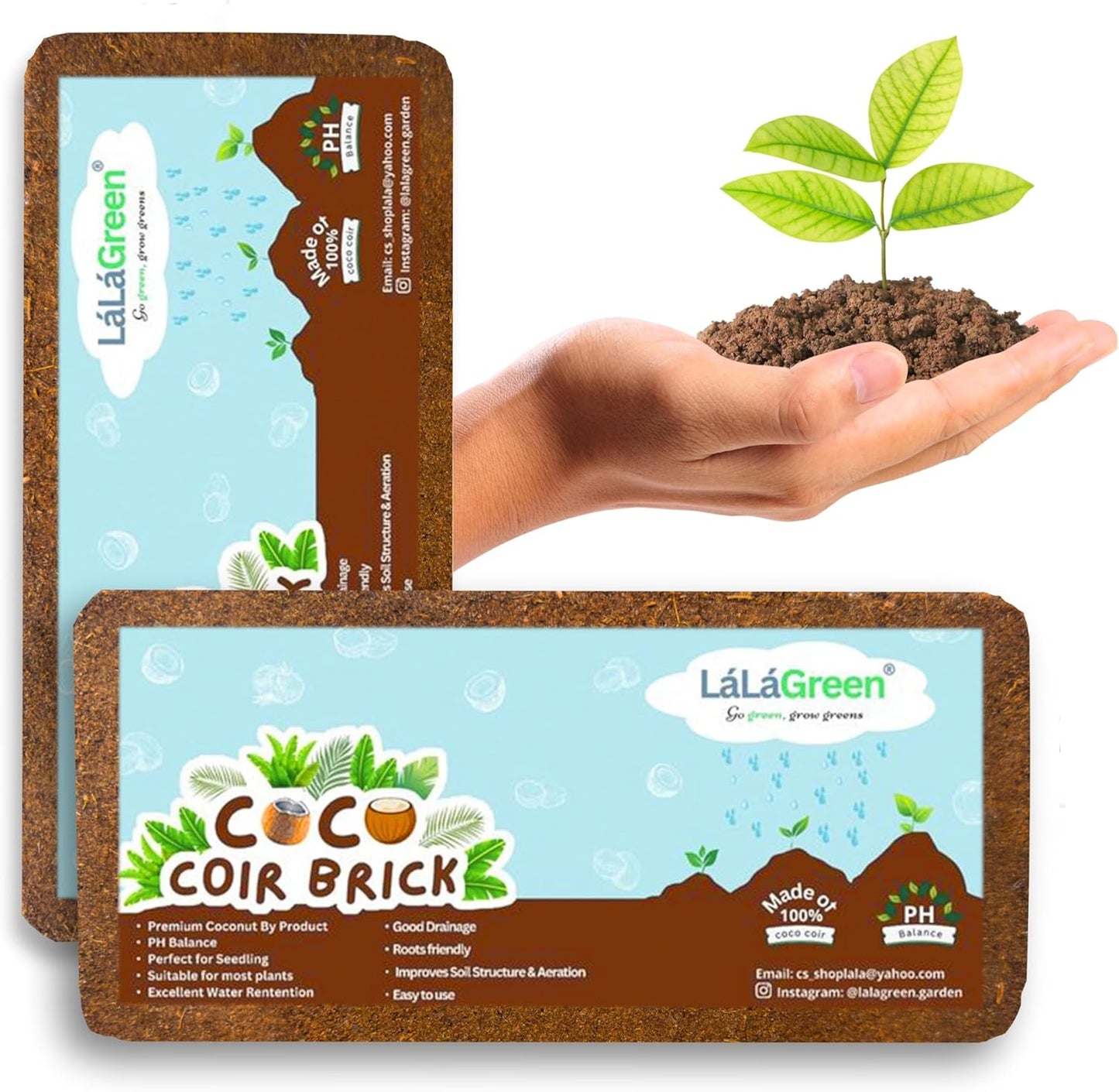 LaLaGreen Indoor Planting Soil (2 Pack, 500g) Organic Shredded Coconut Husk Fiber Brick Orchid Peat Moss for Plants, Fertilizer for Outdoor Plant Seed Starter Soils Coco Coir for Herb Flower Gardening