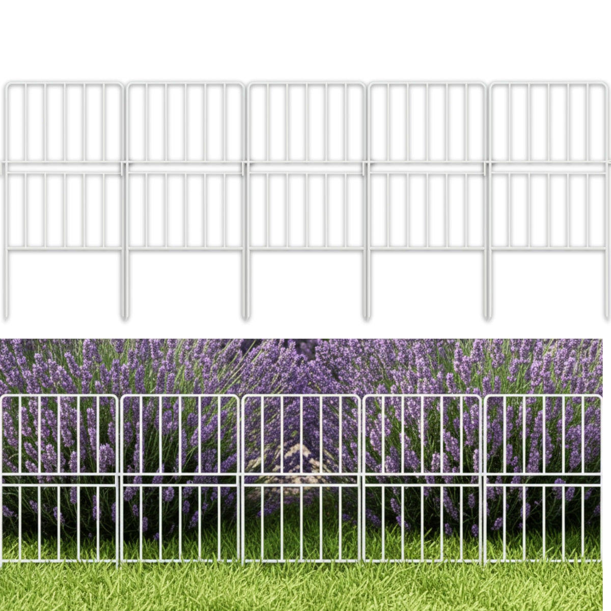 LaLaGreen Tall Decorative Metal Garden Fence Panels — 12 x 24 in