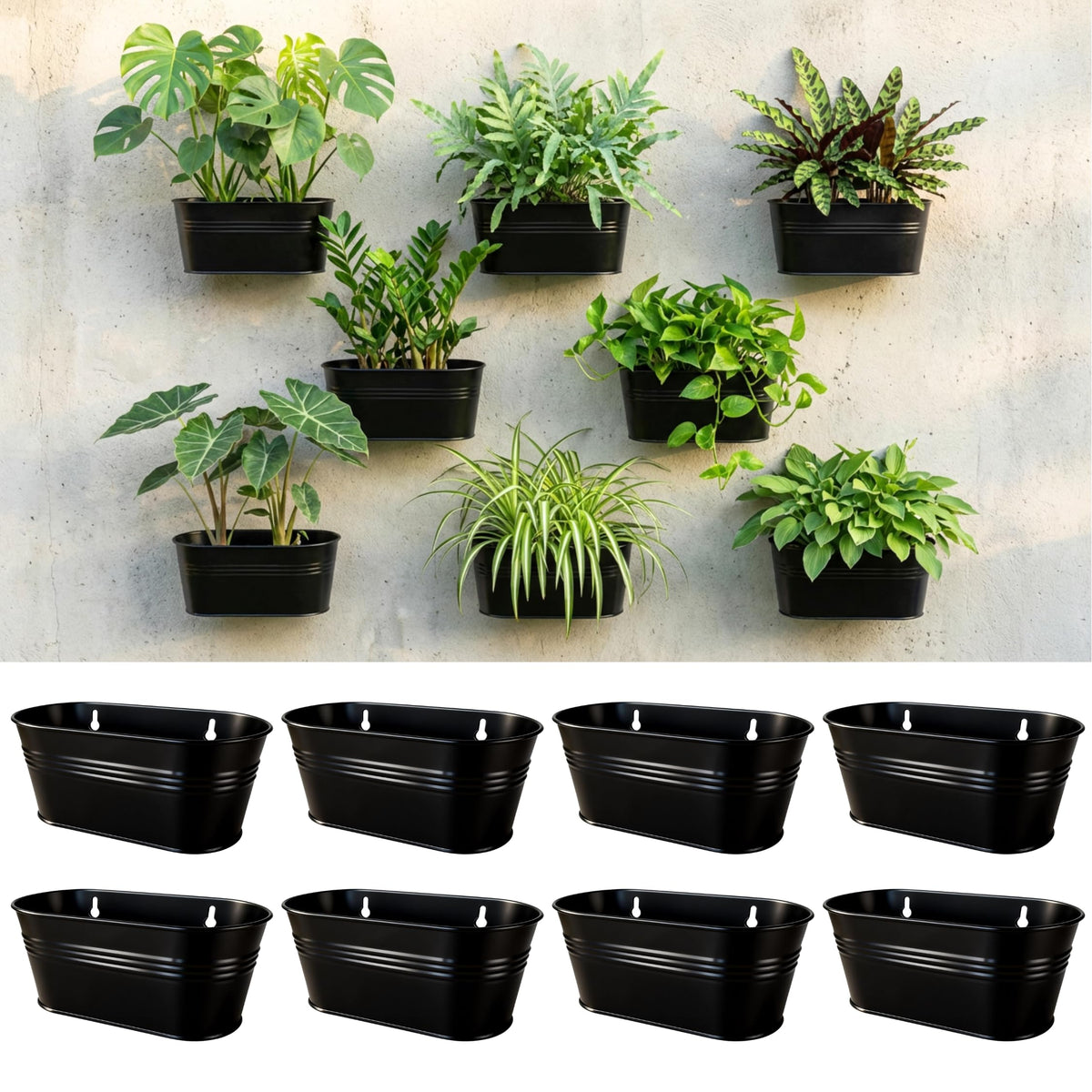 LaLaGreen Oval Metal Wall Planters