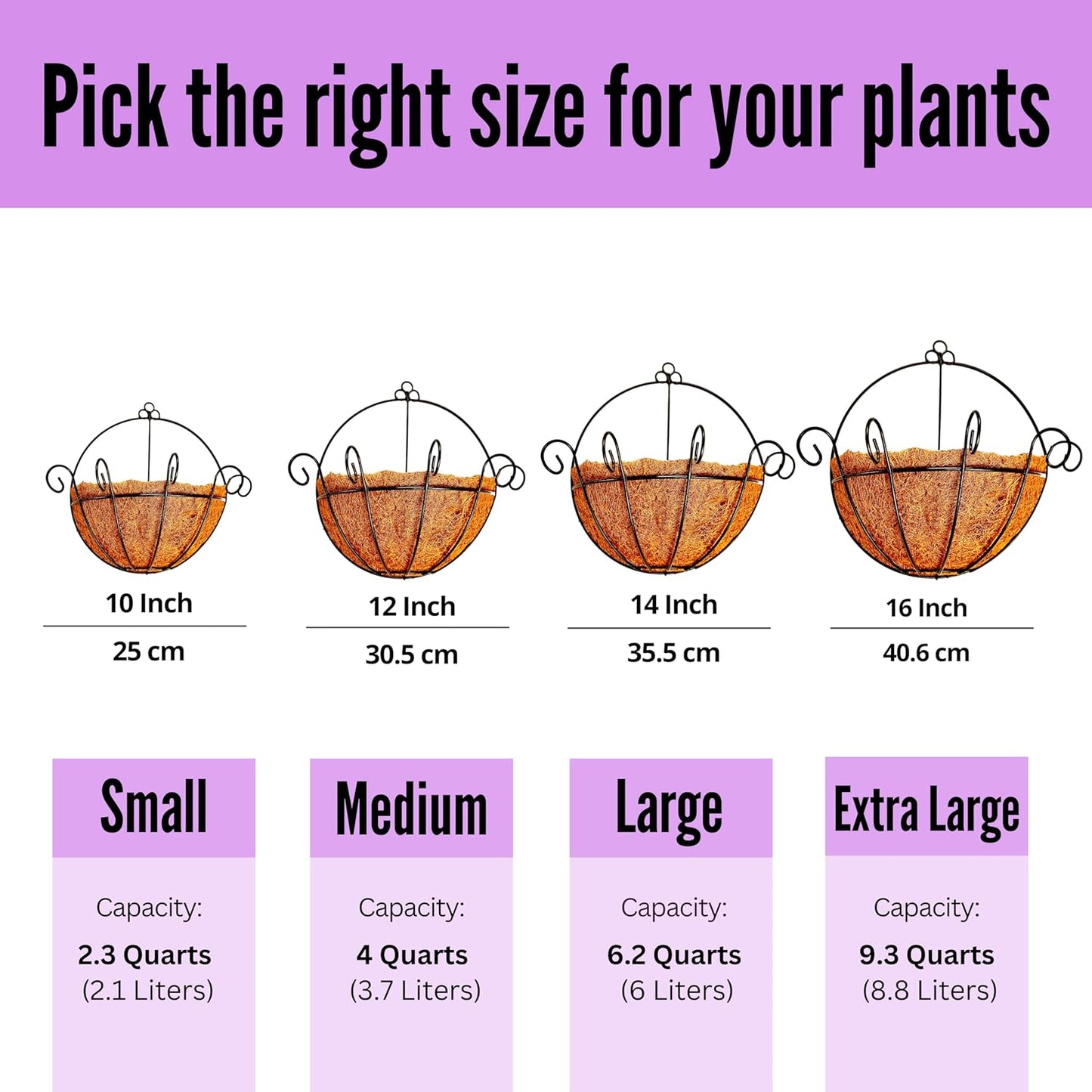 ShopLaLa Wall Planters Outdoor Plants (10 Pack, 10 Inch) Balcony Planters Railing Hanging Fence Planter Over Railing with Coco Liner, Wall Mounted Flower Basket Metal Wire Deck Porch Patio Garden