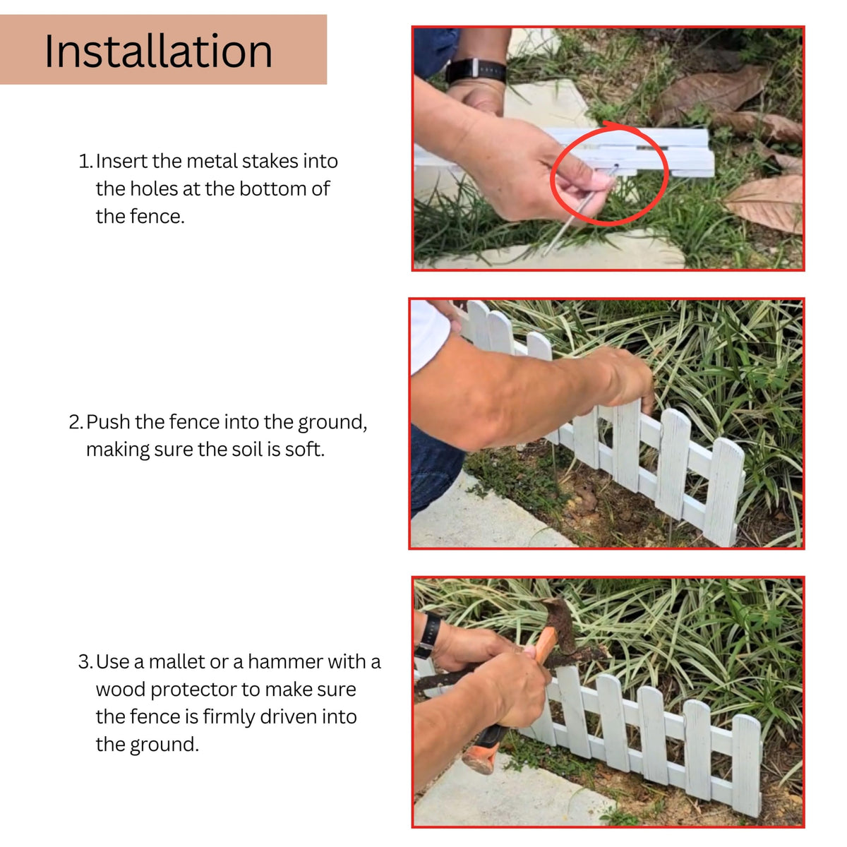 LaLaGreen Short Wooden Garden Edging Fence Panels