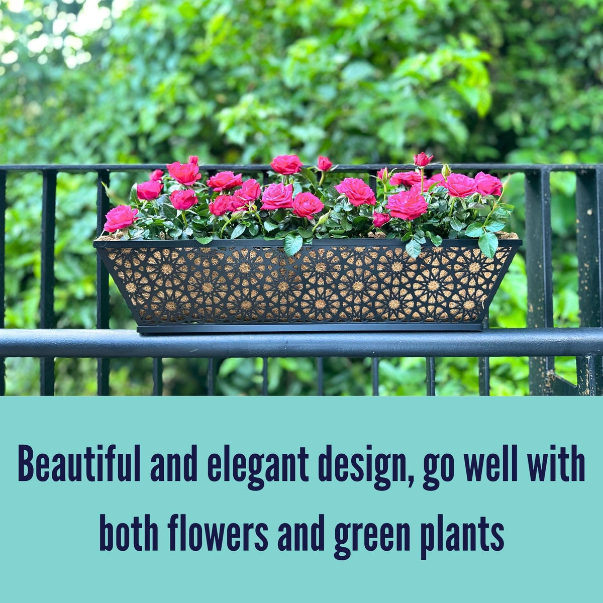 LaLaGreen Black Wall Planter (12 in, 2 Pack) Long Metal Window Flower Box