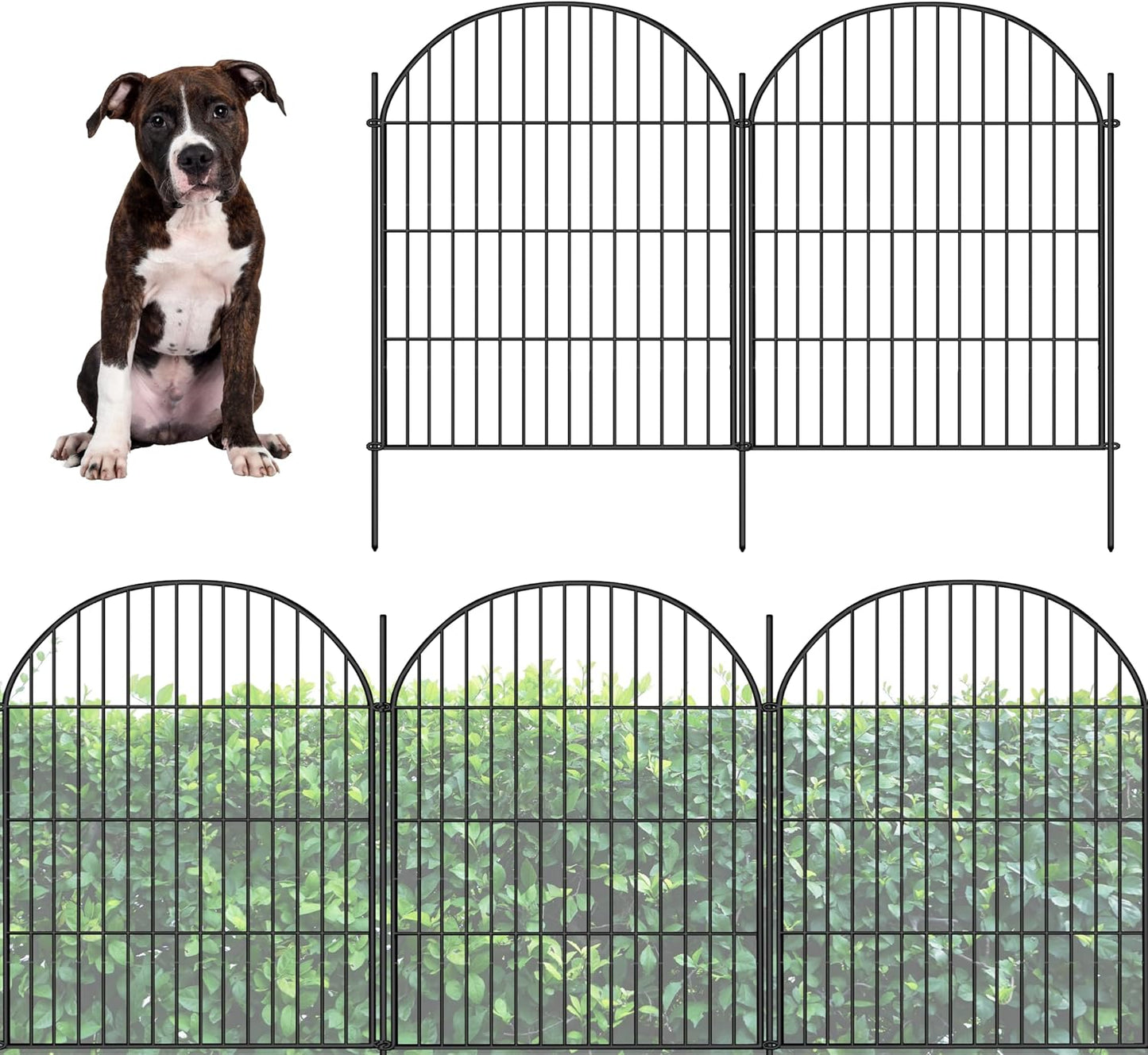 ShopLaLa Decorative Garden Fence (6 Panels) 28in(L) x 32in(H) Rustproof Black Metal No Dig Fences Small Dog Animal Barrier, Flower Edging for Landscape Large Tall Fencing Outdoor Garden Decor D-YA32
