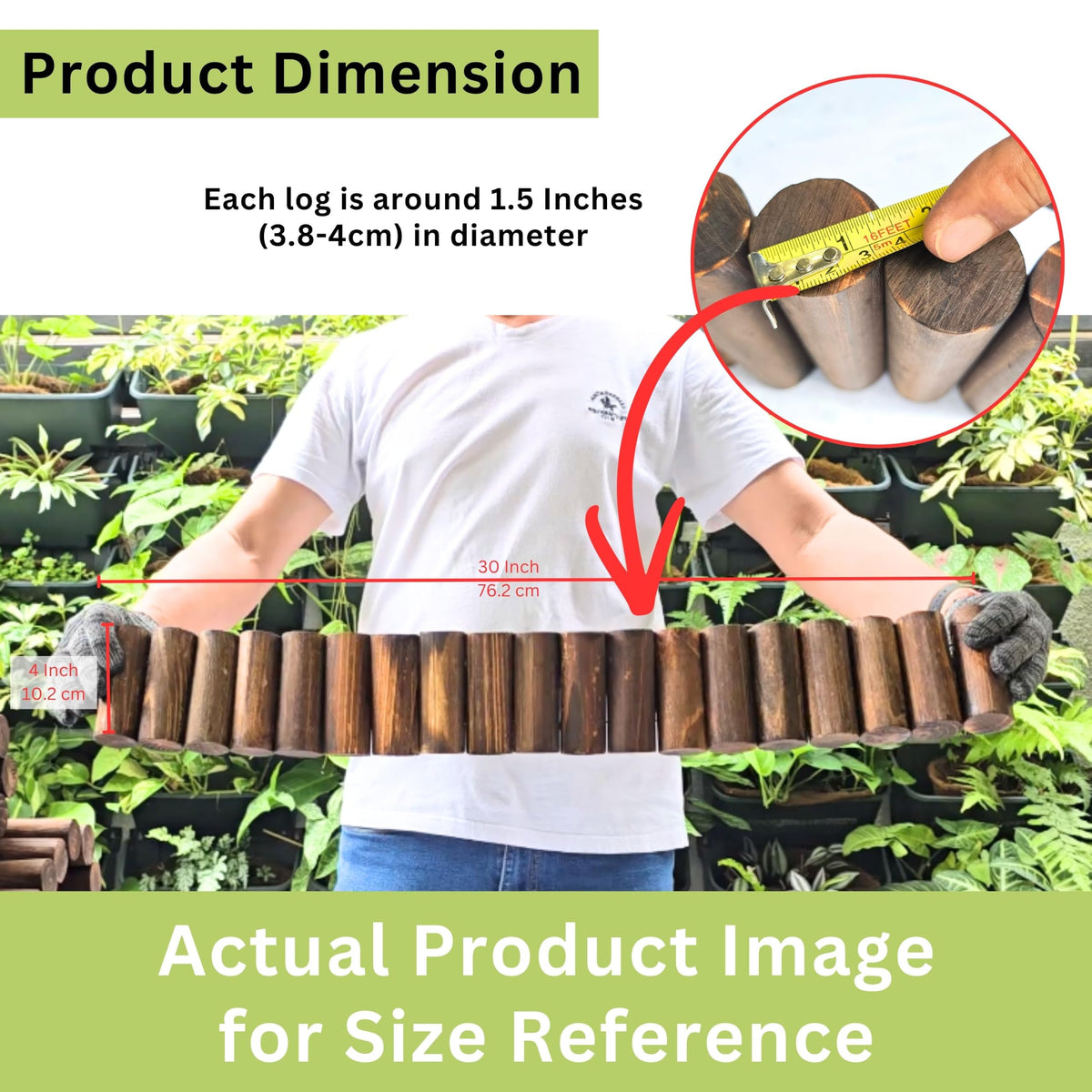 LaLaGreen Flexible Wooden Garden Edging with Metal Stakes
