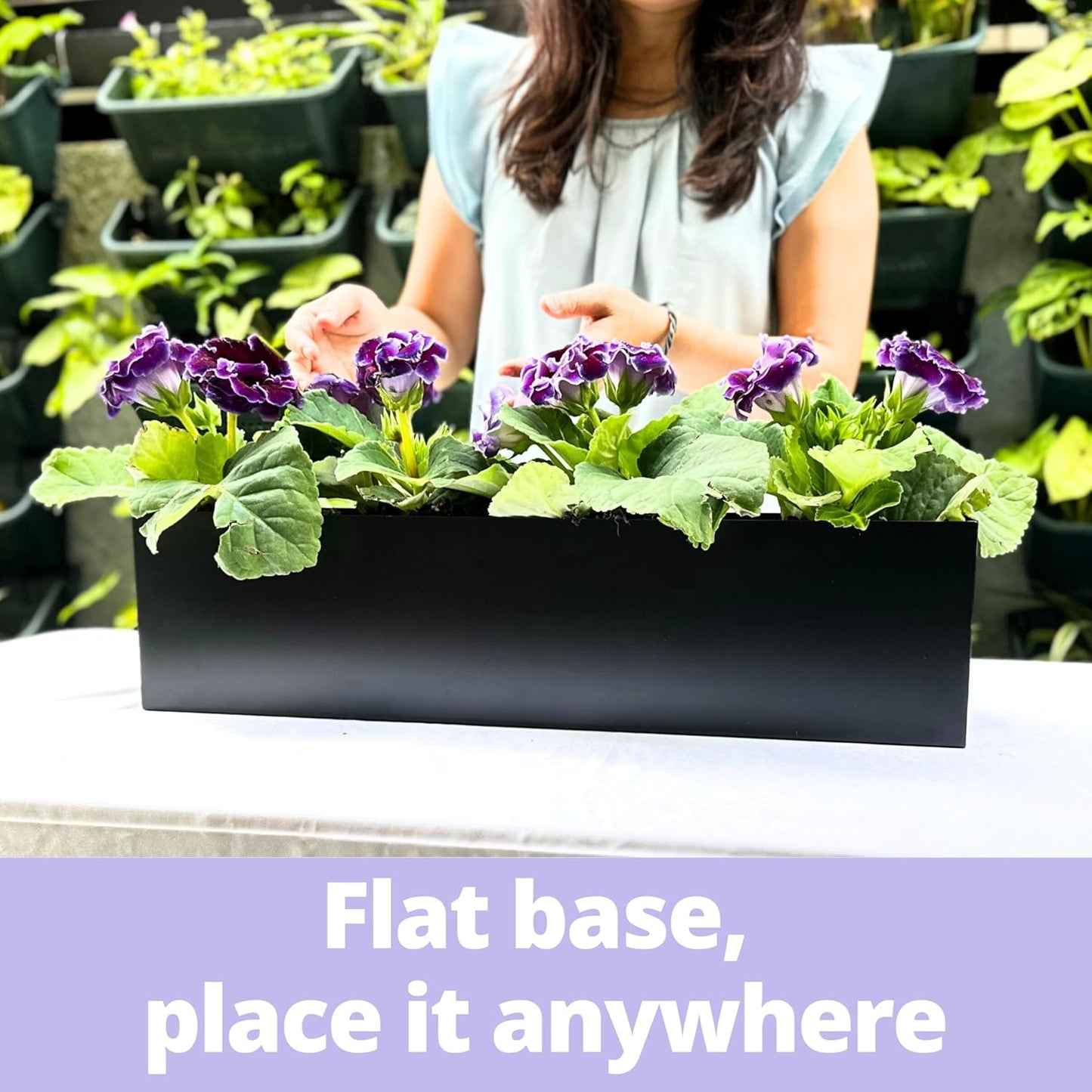 LaLaGreen Wall Planter (24 Inch, 2 Pack) Rectangular Metal Hanging Flower Pot for Succulents Carbon Steel Black, Long Window Sill Box Modern Fence Floating Garden Shelf for Deck Indoor Outdoor Decor