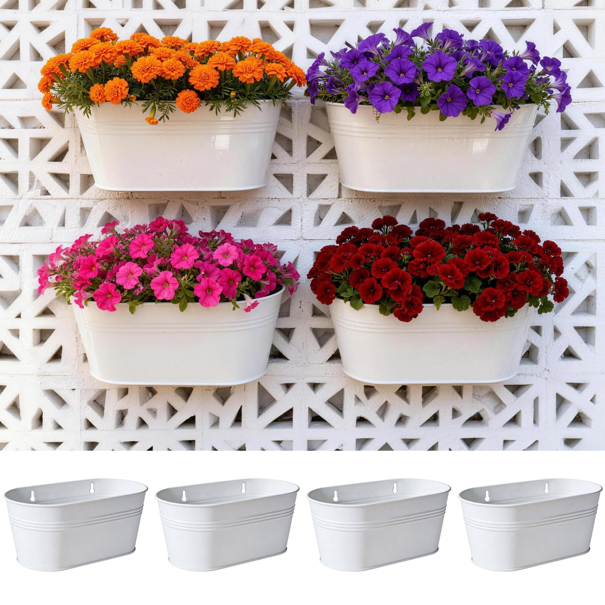 LaLaGreen Oval Metal Wall Planters