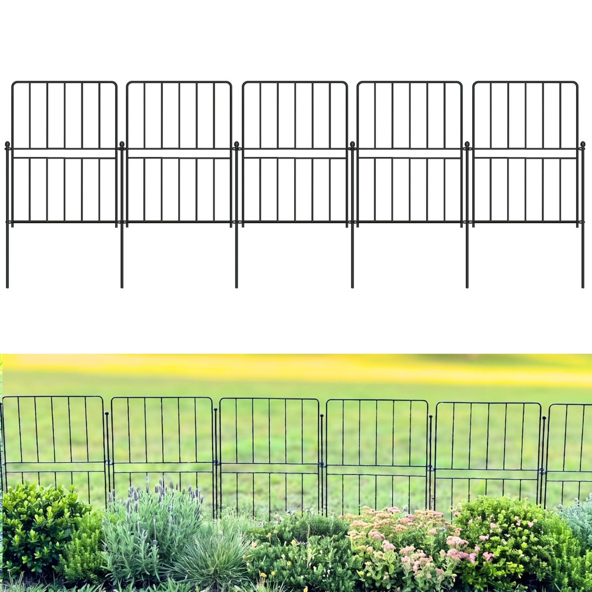 ShopLaLa Garden Fence (20 Panels) 12.5inx16.5in Black Metal Wire Fencing