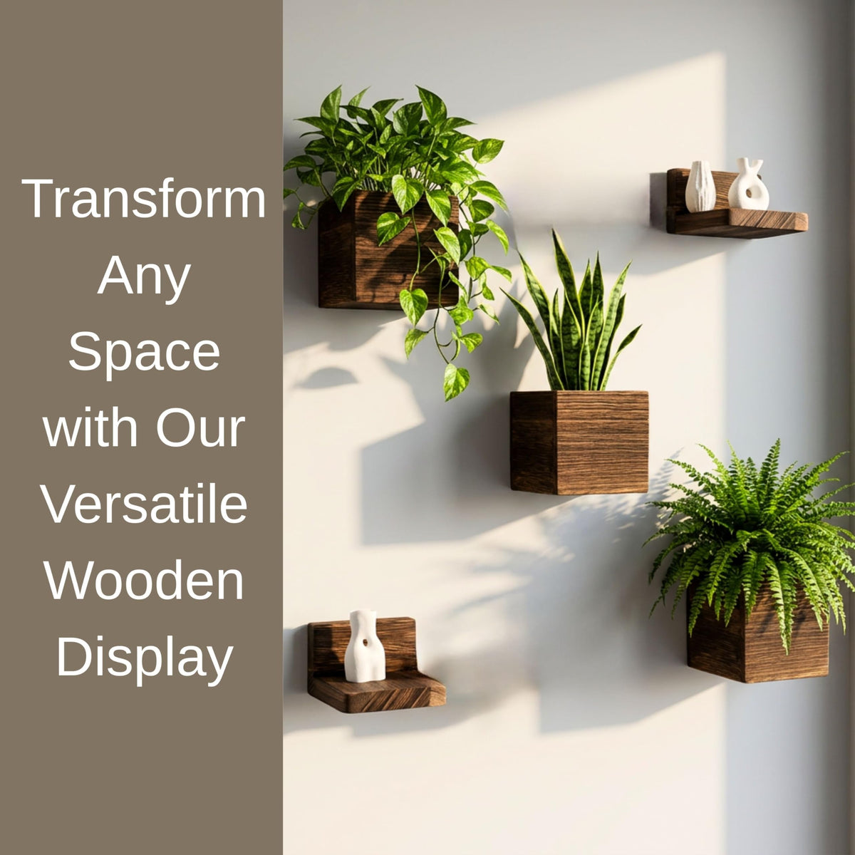 LaLaGreen Wooden Wall Planter Boxes and Floating Shelves Set