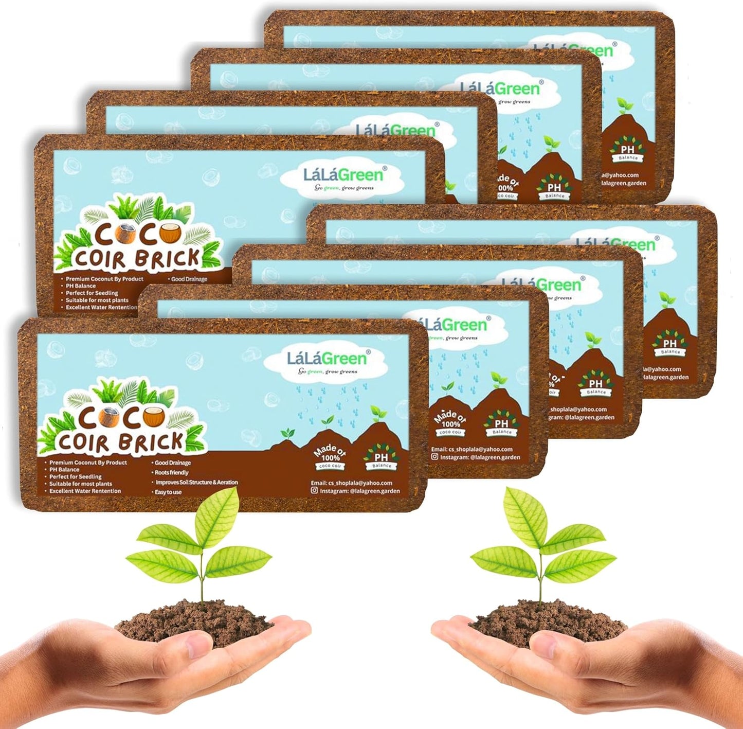 LaLaGreen Indoor Planting Soil (8 Pack, 500g) Organic Shredded Coconut Husk Fiber Brick Orchid Peat Moss for Plants, Fertilizer for Outdoor Plant Seed Starter Soils Coco Coir for Herb Flower Gardening