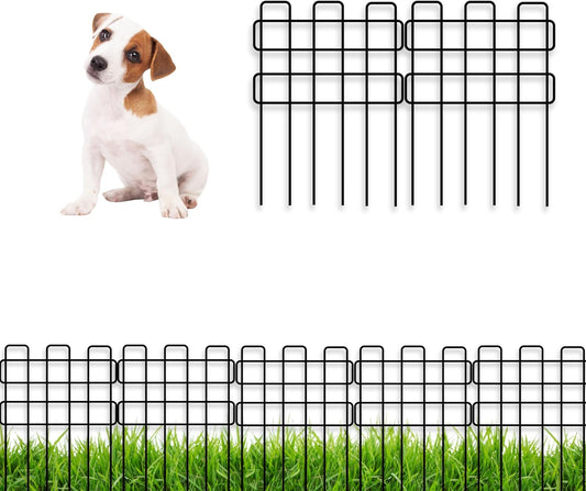 ShopLaLa Garden Fence Border (20 Panels) 12in(L) x 16.5in(H) Rustproof Decorative Black Metal Wire Animal Barrier, Flower Edging for Landscape Patio Outdoor Decor, Dog Pet Fences for Yard No Dig