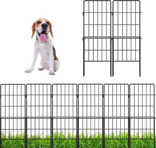 ShopLaLa Decorative Garden Fence Outdoor (10 Panels) 12.5in(L) x 31in(H) Animal Barrier Fencing Rustproof Black Metal Wire Flower Edging for Landscape, Small Dog No Dig Fences Backyard Gate D-F30A