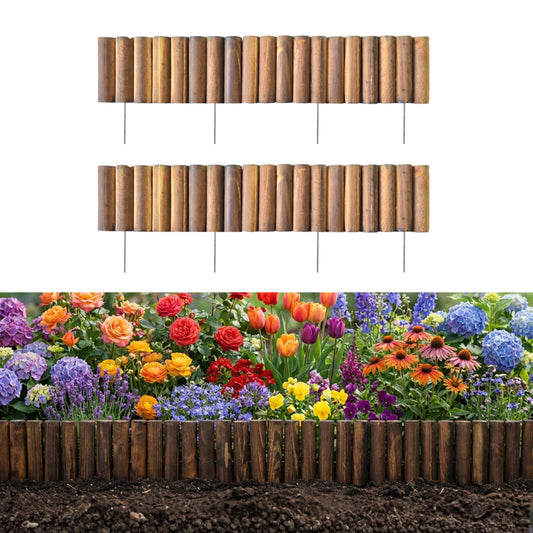 LaLaGreen Flexible Wooden Garden Edging with Metal Stakes