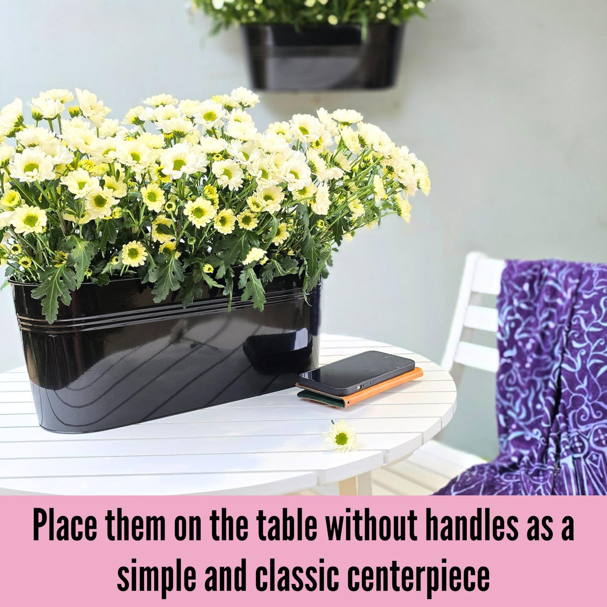 LaLaGreen Oval and Round Metal Railing Planter Combo