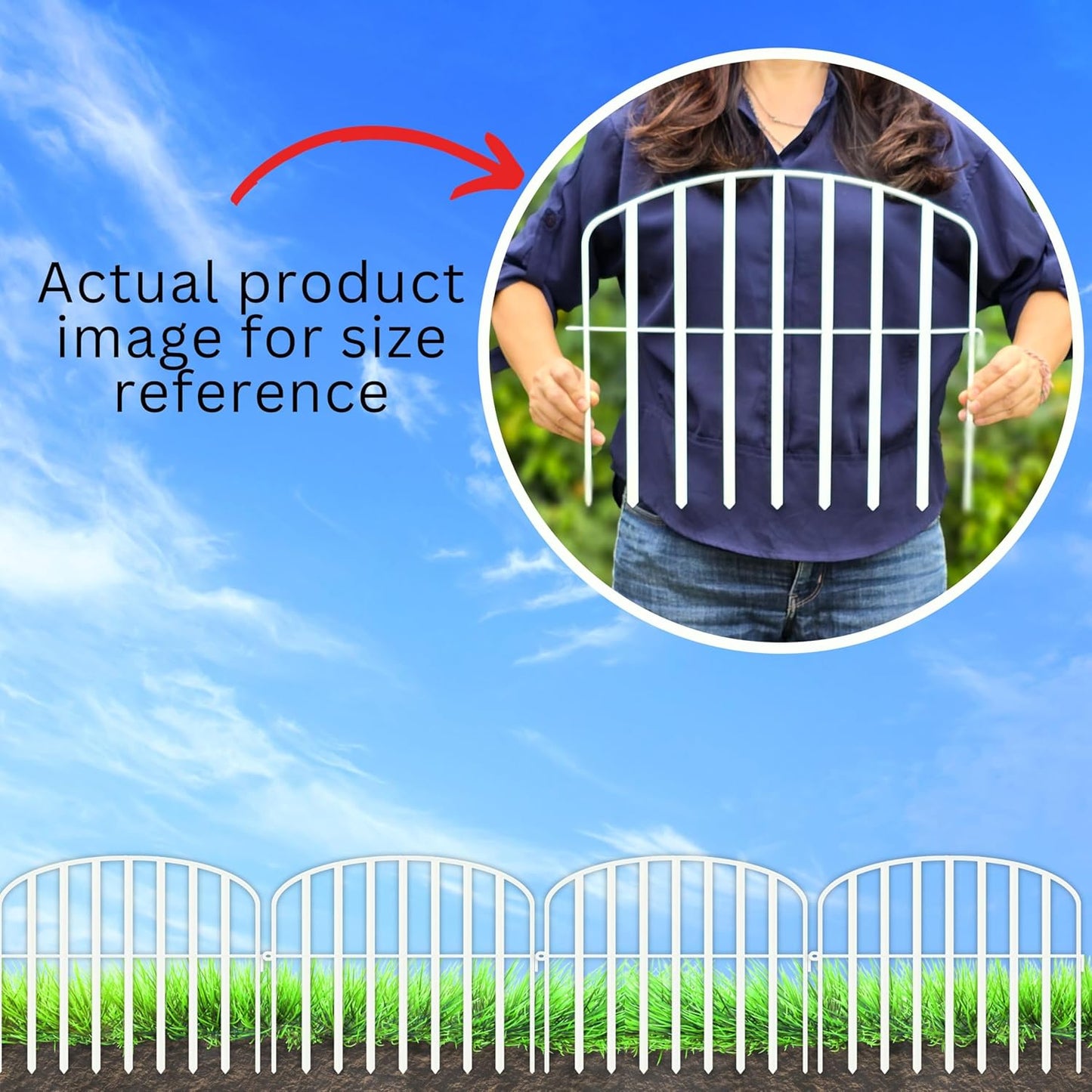 ShopLaLa Decorative Fences (10 Panels) 12in(L) x 16.5in(H) Rustproof White Metal Wire Animal Barrier Fence, Flower Edging for Landscape Outdoor Patio Decor Dog Yard Gates Fences Tall No Dig D-P13-16.5