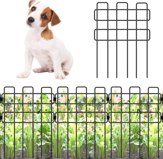 ShopLaLa Garden Fence Animal Barrier (Total 10 ft), 10 Panels, 16.5 Inch, Small and Short White Decorative Outdoor Dog Fence, Metal Fencing Plant Protector Pet Rabbit Yard, No dig Wire Fences Border
