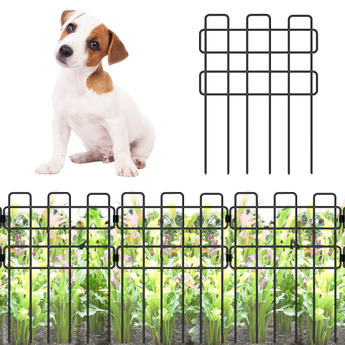 LaLaGreen Decorative Metal Garden Fence and Animal Barrier Panels—12 x 16.5 in