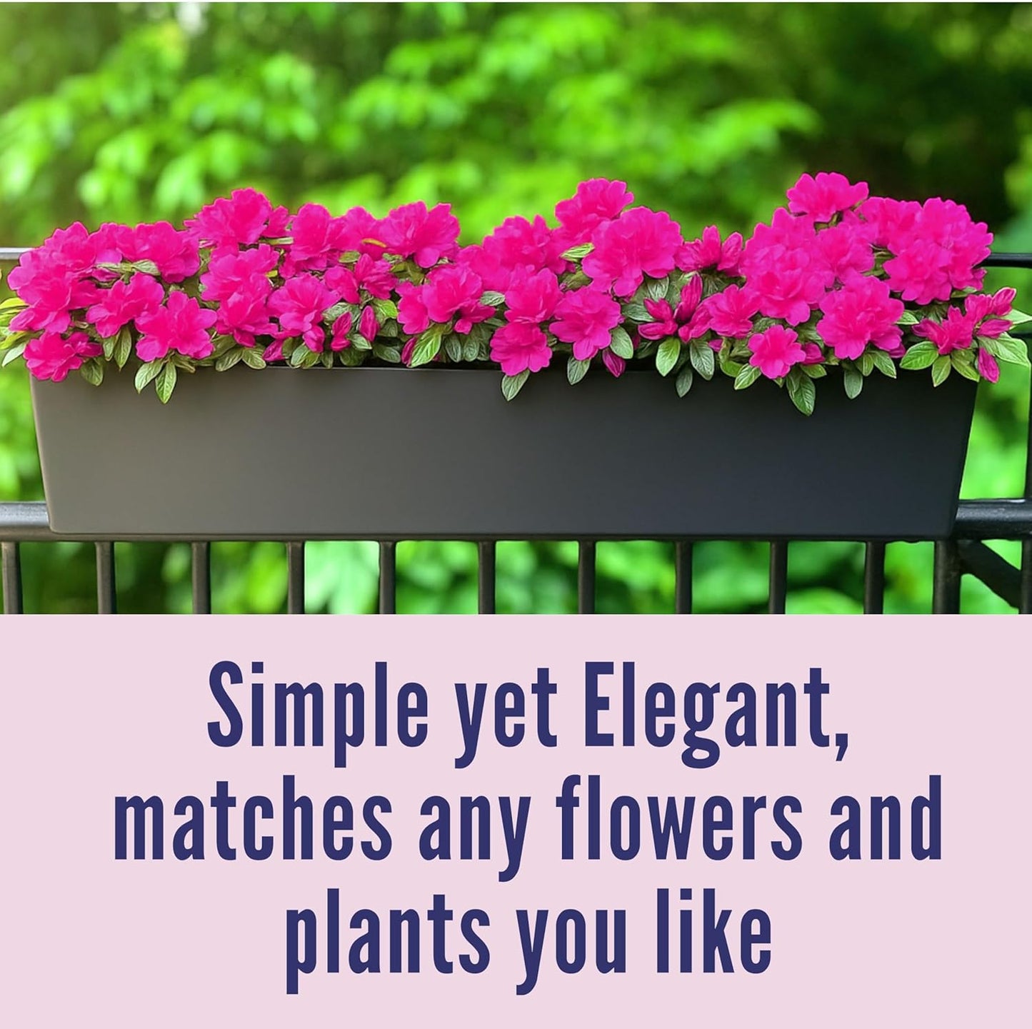 LaLaGreen Rail Planter Boxes for Outdoor (2 Pack, 40") Hanging Flower Pots with Bracket, Black Rectangular Self Watering System Deck Railing Herb Planters Outdoor Plants Container Rail Balcony Fence