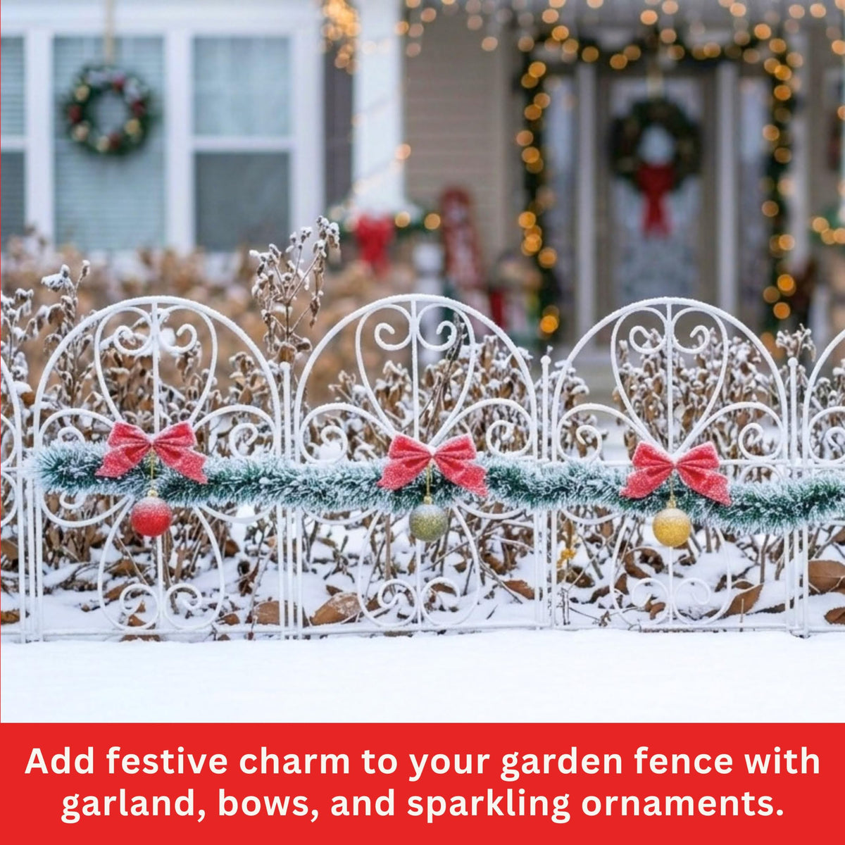 LaLaGreen Festive Decorative Metal Garden Fence Panels — 12.5 x 16.5 in