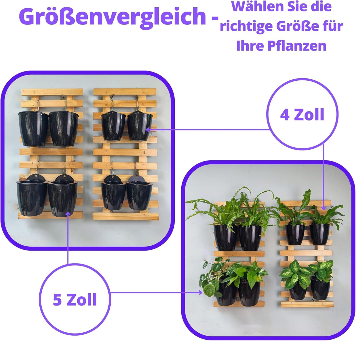 LaLaGreen Wall Planters for Indoor Plants - 10 Pack, 4 Inch Black Self Watering Pots Modern Indoor Hydroponic Vertical Live Garden Wall Mounted Hanging Plant Holder