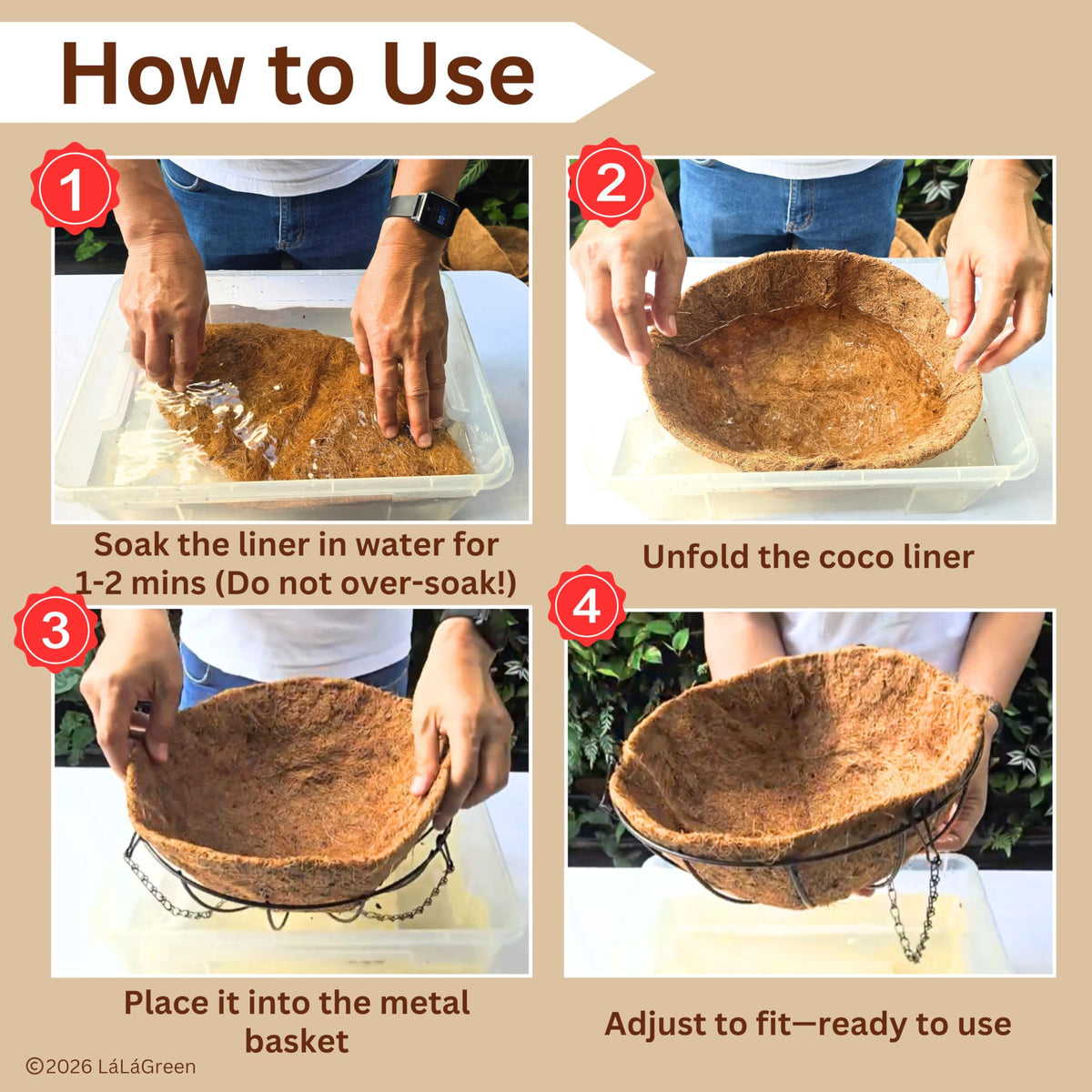 LaLaGreen Round Coconut Coir Replacement Liners